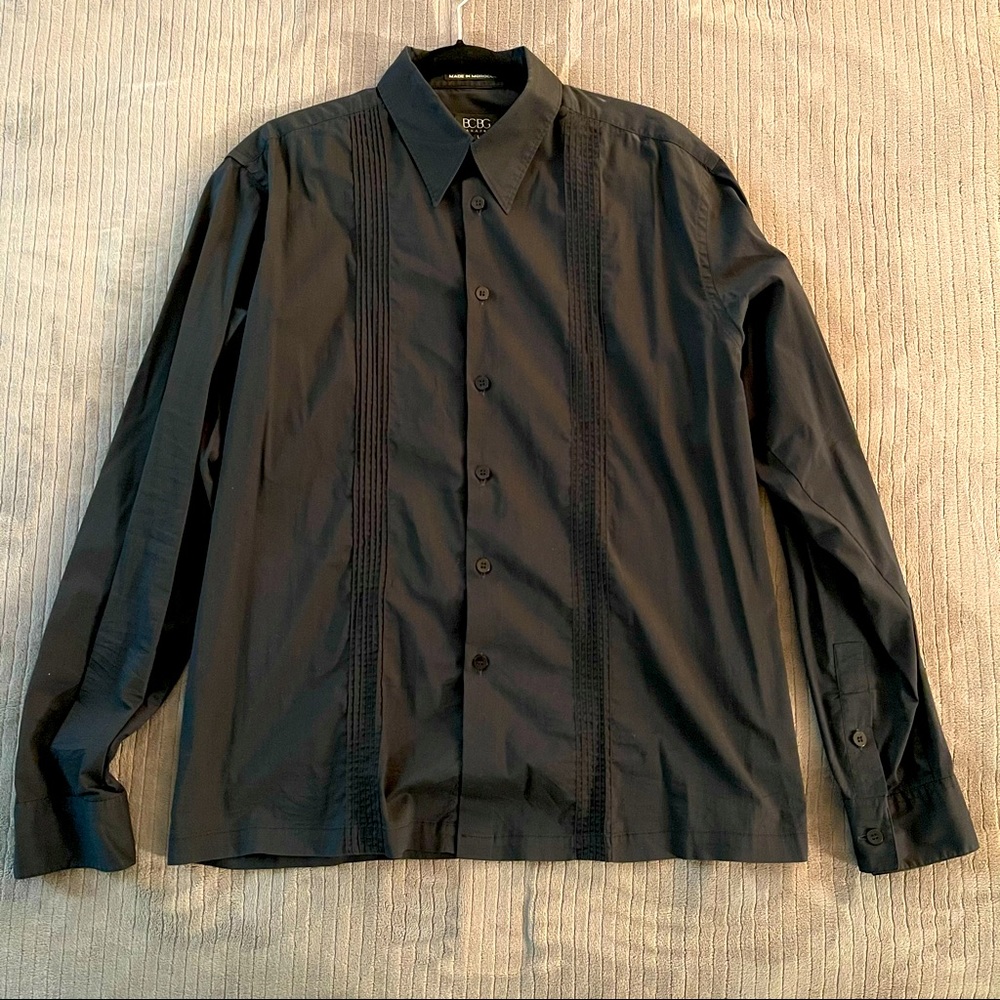 BCBG MaxAzria Black Button Down Dress Shirt Large